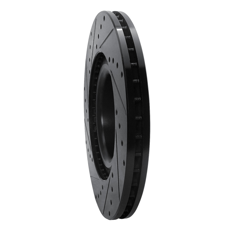 Audi S8 Brake Rotor (1) - Front Right - R1 Concepts - Drilled & Slotted - Black - `01-`03